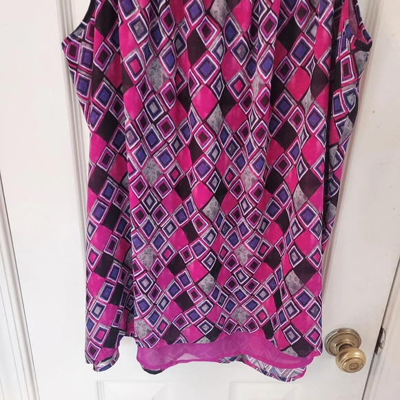 Lane Bryant Purple Geometric Double Layer Tank with Ribbon Strap in Size 20 - Picture 7 of 9